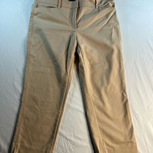 White House Black Market Straight Crop Pants Size 12 Khaki Perfect Form Stretch